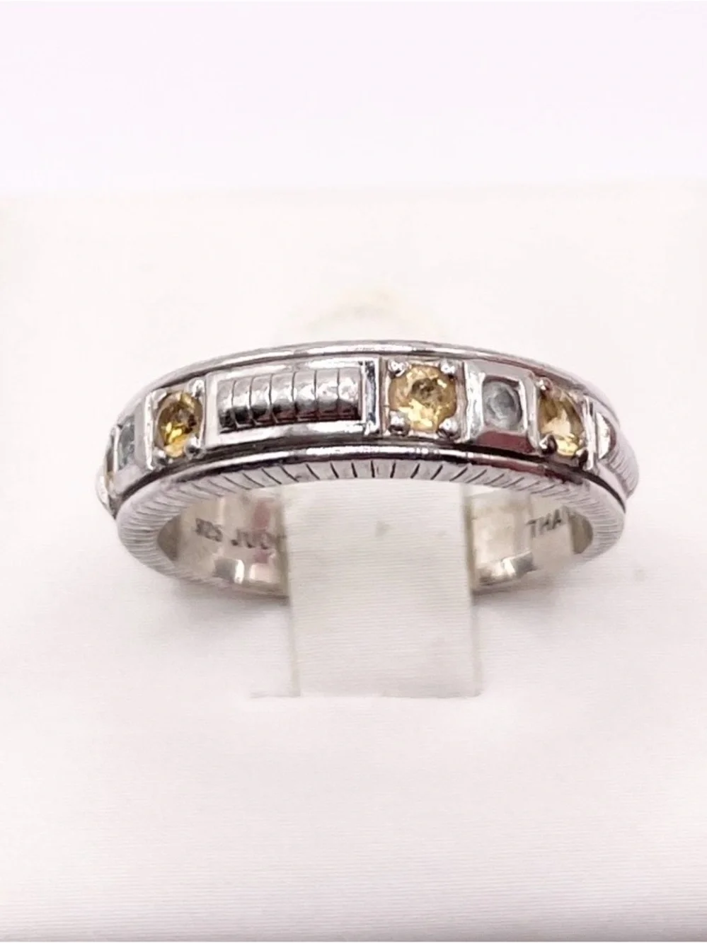 Size 6.5 Citrines 925 Sterling Ring- signed Judith Ripka
